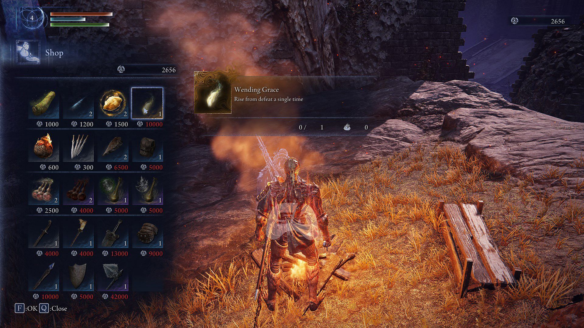 Buy Wending Grace to rise from death once (Image via Sportskeeda Gaming || FromSoftware)
